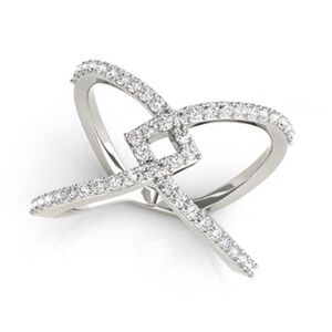 Small Square Full Pavé .5ct Diamond Ring 14k White Gold